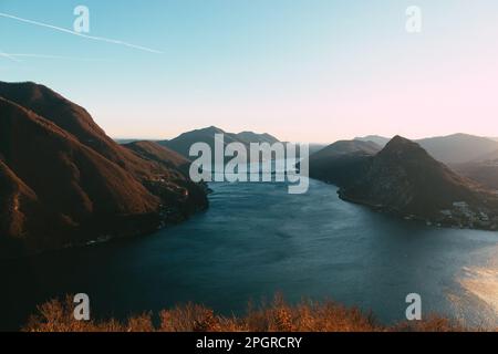 Splendida vista dalla cima del Monte Brè Foto Stock