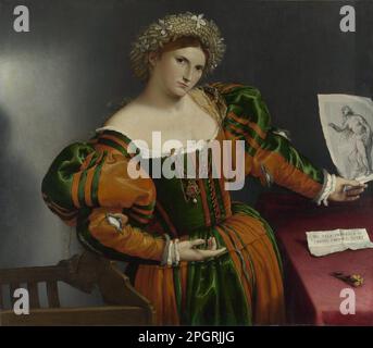 Ritratto di una donna ispirata a Lucrezia tra il 1530 e il 1533 circa di Lorenzo Lotto Foto Stock