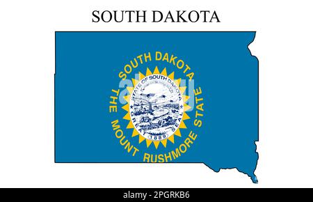 Illustrazione del vettore della mappa del South Dakota. Economia globale. Stato in America. Nord America. Stati Uniti. America. STATI UNITI Illustrazione Vettoriale