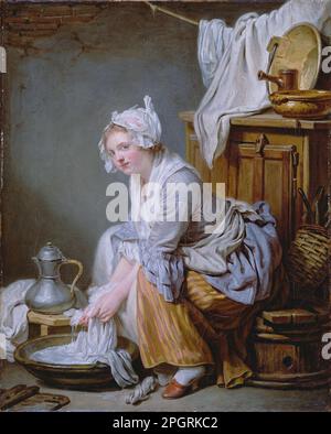 La Laundress (la Blanchisseuse) 1761 di Jean-Baptiste Greuze Foto Stock