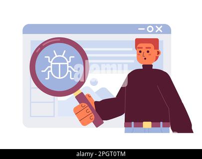 Illustrazione spot vettoriale del concetto piatto dell'applicazione Web di debug Illustrazione Vettoriale