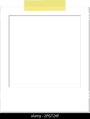 Modello di cornice fotografica istantanea vuota con nastro adesivo. Illustrazione vettoriale Illustrazione Vettoriale