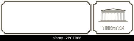 Banner con contorno classico edificio teatro facciata. Punto di riferimento architettonico nel design di linea. Edificio di vecchia architettura classica con colonne sulla facciata Illustrazione Vettoriale