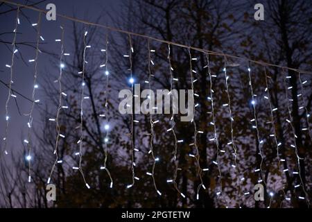Serie di luci a Roma con sfondo scuro Foto Stock