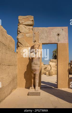 Statua di Tutankhamon nel tempio di Karnak, Luxor Egitto Foto Stock