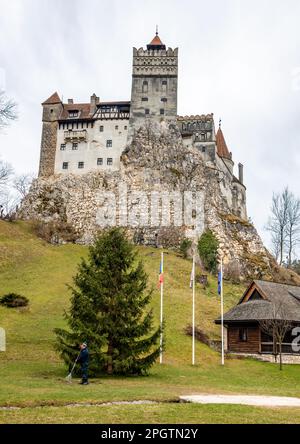 Castello di Bran in Transilvania, Romania - esterno. La leggendaria casa di Dracula. Foto Stock