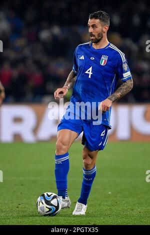 Leonardo Spinazzola in azione durante il Campionato europeo UEFA EURO2024 Qualifiche Gruppo C partita di calcio tra Italia e Inghilterra A. Foto Stock