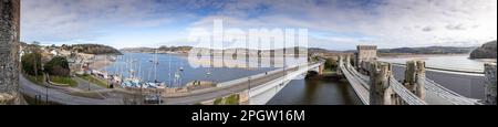 Vista panoramica sull'estuario di Conwy sulla costa settentrionale del Galles Foto Stock