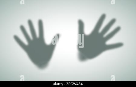 Diffuse Palm Hands Silhouette Shadow Abstract Vector Image (immagine vettoriale astratta). Mani sfocate Stampa su un vetro opaco isolato Illustrazione Vettoriale