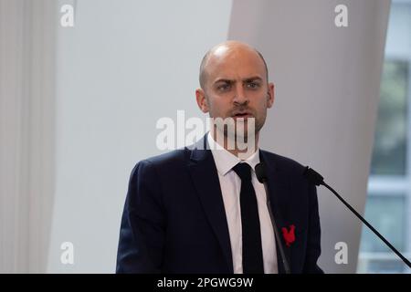 Parigi, Francia. 24th Mar, 2023. Delegato del Ministro francese per la transizione digitale e le Telecomunicazioni Jean Noel Barrot al Campus di PariSante durante la Tech Health 20 francese, a Parigi il 24 marzo 2023. Foto di Raphael Lafargue/ABACAPRESS.COM Credit: Abaca Press/Alamy Live News Foto Stock