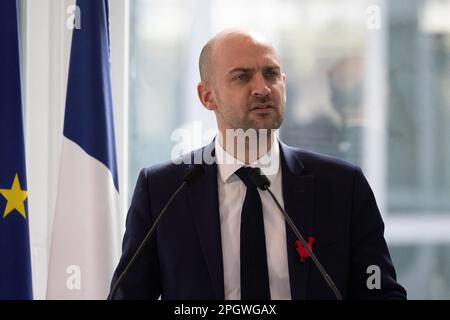 Parigi, Francia. 24th Mar, 2023. Delegato del Ministro francese per la transizione digitale e le Telecomunicazioni Jean Noel Barrot al Campus di PariSante durante la Tech Health 20 francese, a Parigi il 24 marzo 2023. Foto di Raphael Lafargue/ABACAPRESS.COM Credit: Abaca Press/Alamy Live News Foto Stock