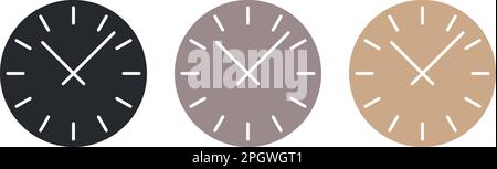 Icona piatta orologio ombra lunga isolato su sfondo bianco . Illustrazione vettoriale Illustrazione Vettoriale