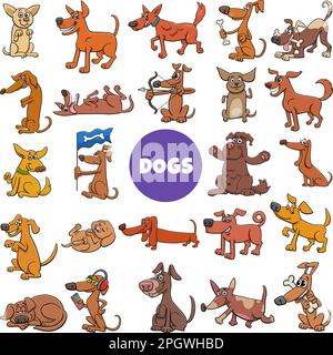 Cartoon illustrazione di cani e cuccioli animali da compagnia personaggi big set Illustrazione Vettoriale