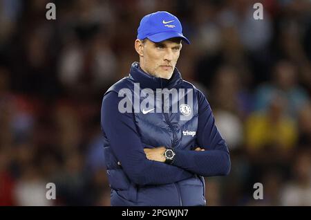 Foto del file datata 30-08-2022 di Thomas Tuchel. L'ex boss del Chelsea Thomas Tuchel è stato nominato nuovo allenatore principale del Bayern Monaco dopo che il club ha assettato Julian Nagelsmann. Tuchel, 49 anni, ha stipulato un contratto fino al 2025 giugno e si occuperà per la prima volta della formazione di lunedì. Data di emissione: Venerdì 24 marzo 2023. Foto Stock