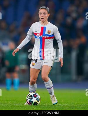 Roma, Italia. 21st Mar, 2023. Roma, Italia, 21st 2023 marzo: Aitana Bonmati (14 Barcellona) controlla la palla durante la partita di calcio della UEFA Womens Champions League tra AS Roma e il FC Barcelona allo Stadio Olimpico di Roma. (Daniela Porcelli/SPP) Credit: SPP Sport Press Photo. /Alamy Live News Foto Stock