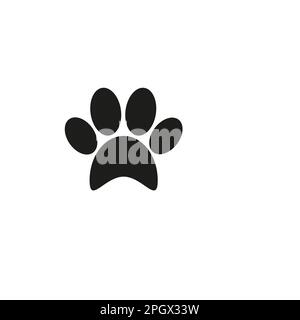 Icona di stampa Paw, illustrazione vettoriale. Design piatto. Illustrazione dell'icona di stampa della zampa vettoriale isolata su sfondo bianco, icona di stampa della zampa. icona stampa paw Illustrazione Vettoriale