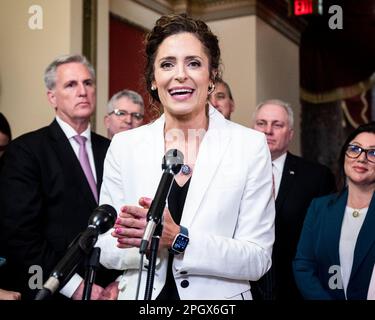 Washington DC, Stati Uniti. 24 marzo 2023, Washington, District of Columbia, USA: USA Il rappresentante JULIA LETLOW (R-LA) che parla a una conferenza stampa su H.R. 5, la legge dei diritti dei genitori, al Campidoglio degli Stati Uniti. (Credit Image: © Michael Brochstein/ZUMA Press Wire) SOLO PER USO EDITORIALE! Non per USO commerciale! Credit: ZUMA Press, Inc./Alamy Live News Foto Stock