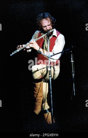 Ian Anderson of Jethro Tull, Civic Center, Providence, Rhode Island, Stati Uniti, Dicembre 4, 1977. Foto Stock