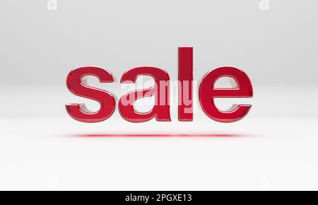 Modern Red 3D Illustraion testo DI VENDITA su sfondo bianco con ombre sfumate. Foto Stock