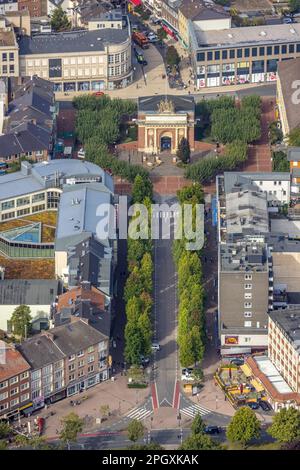 Veduta aerea, Berliner Tor su Berliner-Tor-Platz e Wilhelmstraße a Wesel, bassa Reno, Renania settentrionale-Vestfalia, Germania, DE, Europa, fotografia aerea Foto Stock