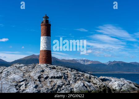 Faro di Les Eclaireurs a Tierra del Fuego, Argentina. Foto Stock