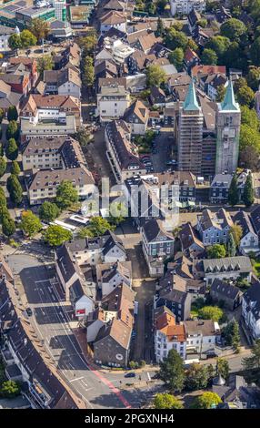 Foto aerea, ristrutturazione della torre della chiesa del evang. Christuskirche in Schwelm, zona della Ruhr, Renania settentrionale-Vestfalia, Germania, luogo di culto, costruisci Foto Stock