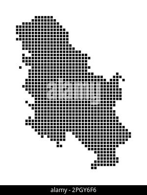 Mappa della Serbia. Mappa della Serbia in stile punteggiato. Bordi del paese pieni di rettangoli per il tuo progetto. Illustrazione vettoriale. Illustrazione Vettoriale