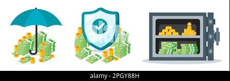 CFA franco centrale africana protezione del denaro e set di sicurezza Illustrazione Vettoriale