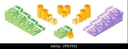 Set di denaro e monete in franco CFA dell'Africa centrale Illustrazione Vettoriale