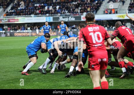 Vannes, Francia. 24th Mar, 2023. Maul e prova per Cyril Blanchard di Vannes durante il campionato francese Pro D2 rugby Unione match tra RC Vannes e Rouen Normandie Rugby il 24 marzo 2023 allo stadio la Rabine a Vannes, Francia - Foto Damien Kilani/DK Prod/DPPI Credit: DPPI Media/Alamy Live News Foto Stock