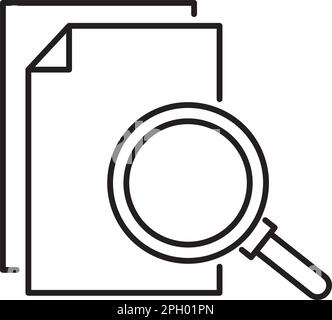 Documenti informatici, lente di ingrandimento, immagine dell'icona del vettore di opzione trova. Illustrazione Vettoriale