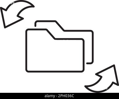 Illustrazione delle icone delle cartelle di gestione dei progetti, delle frecce e del vettore di sincronizzazione dati Illustrazione Vettoriale