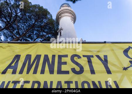 Roma, Italia. 24th Mar, 2023. Vista del Faro di Gianicolo a Roma (Foto di Matteo Nardone/Pacific Press) Credit: Pacific Press Media Production Corp./Alamy Live News Foto Stock