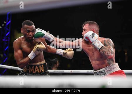 Allianz Cloud, Milano , Italia, 24 marzo 2023, Zucco VS Brown durante il titolo WBC International Super Middlewight - Zucco vs Brown - Boxing Foto Stock