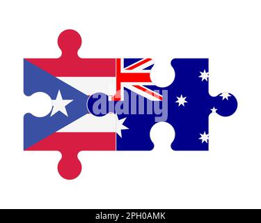 Puzzle connesso di bandiere di Porto Rico e Australia, vettore Illustrazione Vettoriale