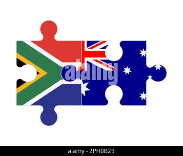 Puzzle connesso di bandiere del Sud Africa e Australia, vettore Illustrazione Vettoriale