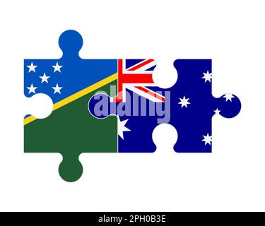 Puzzle connesso di bandiere delle Isole Salomone e Australia, vettore Illustrazione Vettoriale