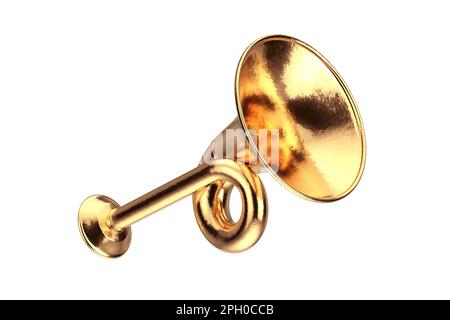 Corno d'Oro di Caccia su sfondo bianco. rendering 3D Foto Stock