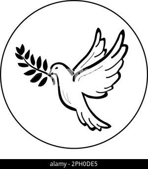 Colomba di pace logo con ramo di ulivo Foto Stock