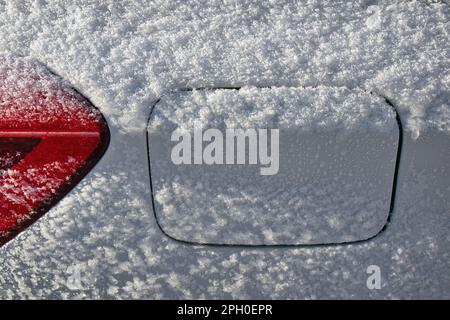 dettaglio auto innevata Foto Stock