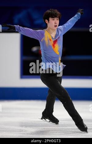 Saitama, Giappone. 25th Mar, 2023. Jin Boyang of China si esibisce durante il pattinaggio gratuito maschile al Campionato Mondiale di Pattinaggio ISU al Saitama Super Arena di Saitama, Giappone, 25 marzo 2023. Credit: Pablo Morano/Xinhua/Alamy Live News Foto Stock