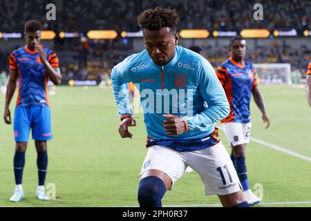 Michael Estrada dell'Ecuador si scalda prima della partita tra Australia ed Ecuador al CommBank Stadium il 24 marzo 2023 a Sydney, Australia Foto Stock