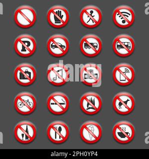Serie di cartelli di divieto, vettoriale EPS10 illustrazione Illustrazione Vettoriale