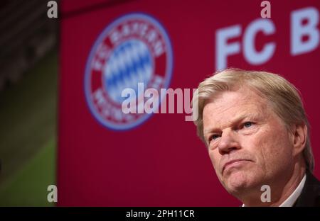 Monaco, Germania. 25th Mar 2023. MONACO di Baviera, GERMANIA - 25 MARZO: Presentazione del nuovo allenatore capo Thomas Tuchel del Bayern Munechen all'Allianz Arena il 25 marzo 2023 a Monaco di Baviera, Germania. Oliver Kahn Amministratore Delegato del Bayern Muenchen PrŠsentation von Trainer Coach Thomas Tuchel del Bayern Muenchen in der MŸnchner Allianz Arena Fussball 1 . Bundesliga Saison 2022 / 2023 © diebilderwelt / Alamy Live News Foto Stock