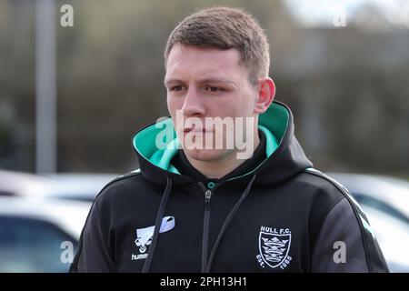 Hull, Regno Unito. 25th Mar, 2023. Jordan Lane #12 di Hull FC arriva al MKM Stadium davanti alla partita Betfred Super League Round 6 Hull FC vs Leigh Leopards al MKM Stadium, Hull, Regno Unito, 25th marzo 2023 (Foto di James Heaton/News Images) a Hull, Regno Unito, il 3/25/2023. (Foto di James Heaton/News Images/Sipa USA) Credit: Sipa USA/Alamy Live News Foto Stock