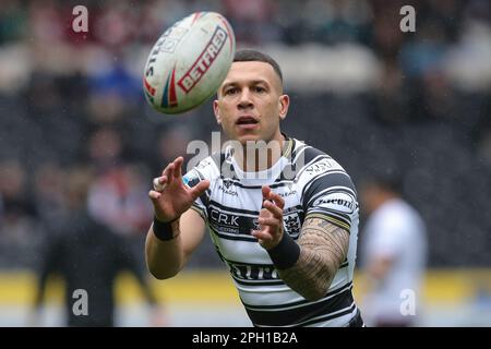 Hull, Regno Unito. 25th Mar, 2023. Carlos Tuimavave #3 di Hull FC durante il Betfred Super League Round 6 partita Hull FC vs Leigh Leopards al MKM Stadium, Hull, Regno Unito, 25th marzo 2023 (Foto di James Heaton/News Images) a Hull, Regno Unito il 3/25/2023. (Foto di James Heaton/News Images/Sipa USA) Credit: Sipa USA/Alamy Live News Foto Stock