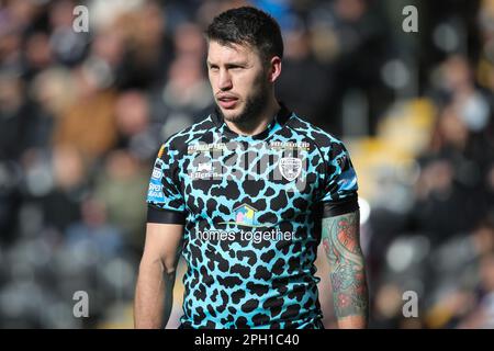 Tom Briscoe #2 di Leigh Leopardi durante il Betfred Super League Round 6 partita Hull FC vs Leigh Leopards al MKM Stadium, Hull, Regno Unito, 25th marzo 2023 (Photo by James Heaton/News Images) a Hull, Regno Unito il 3/25/2023. (Foto di James Heaton/News Images/Sipa USA) Foto Stock