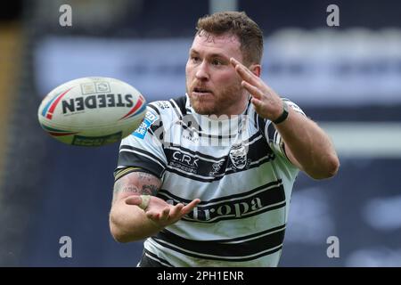 Hull, Regno Unito. 25th Mar, 2023. Scott Taylor #30 di Hull FC cattura la palla durante la partita Betfred Super League Round 6 Hull FC vs Leigh Leopards al MKM Stadium, Hull, Regno Unito, 25th marzo 2023 (Photo by James Heaton/News Images) a Hull, Regno Unito il 3/25/2023. (Foto di James Heaton/News Images/Sipa USA) Credit: Sipa USA/Alamy Live News Foto Stock