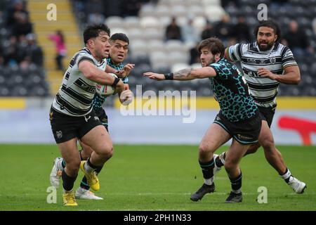 Hull, Regno Unito. 25th Mar, 2023. Andre Savelio #11 di Hull FC in azione durante il Betfred Super League Round 6 partita Hull FC vs Leigh Leopards al MKM Stadium, Hull, Regno Unito, 25th marzo 2023 (Foto di James Heaton/News Images) a Hull, Regno Unito il 3/25/2023. (Foto di James Heaton/News Images/Sipa USA) Credit: Sipa USA/Alamy Live News Foto Stock