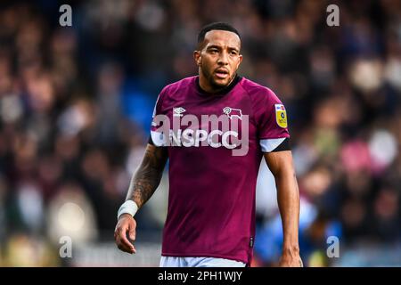 Peterborough, Regno Unito. 25th marzo, 2023. Nathaniel Mendez Lang (11 Derby) durante la partita della Sky Bet League 1 tra Peterborough e Derby County a London Road, Peterborough sabato 25th marzo 2023. (Foto: Kevin Hodgson | NOTIZIE MI) Credit: NOTIZIE MI & Sport /Alamy Live News Foto Stock